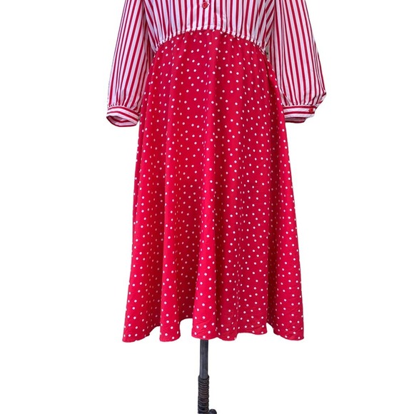 Missy H Red Multi Pattern A-line Vintage Midi Dress 16 REPAIR Cutter - Picture 6 of 10
